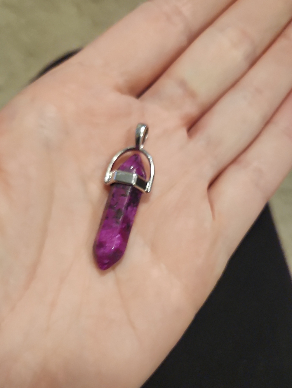 (3 For $15) Purple Crystal Point Pendant Necklace
